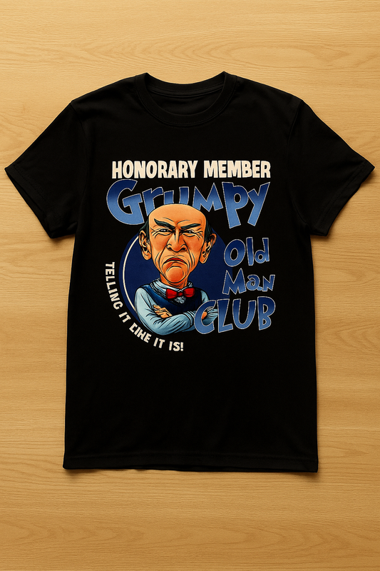 Black "Grumpy Old Man Club" T-Shirt - Humorous 3D Print Design