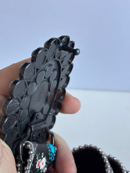 Western Retro Belt - Vintage Cowboy buckle with Turquoise-like Gemstone