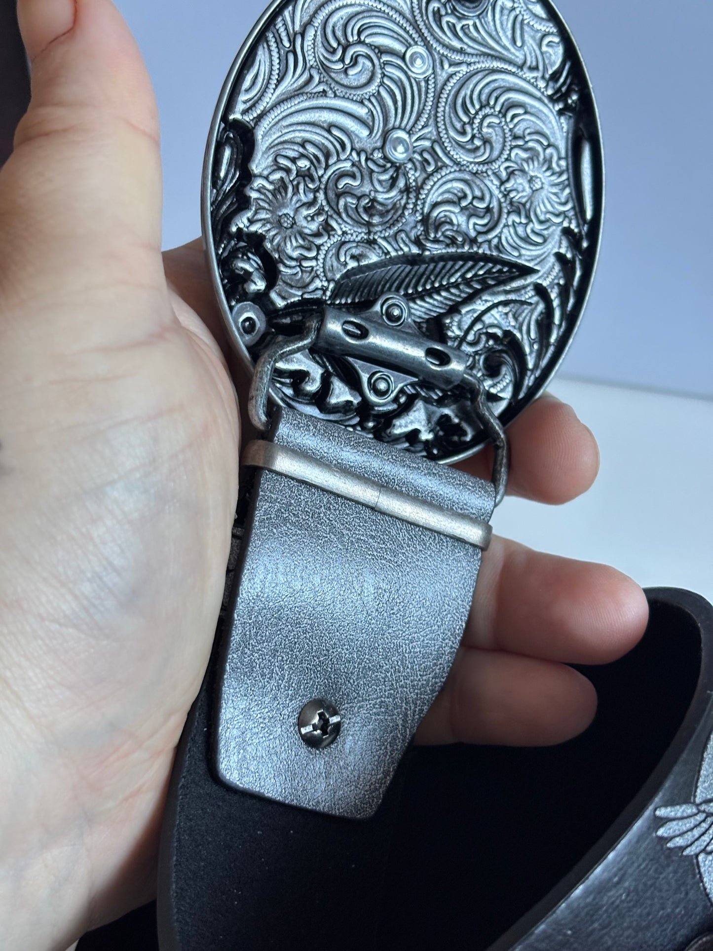 Western Cowboy Style Eagle Emblem Faux Leather Belt with Alloy Buckle