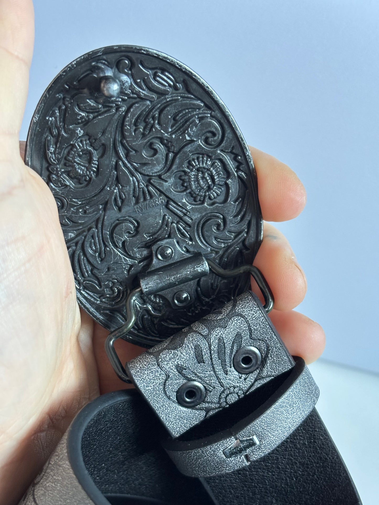 Wide Cool Gray PU leather Belt