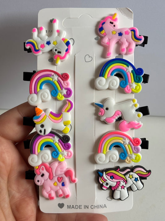 10pcs Cute Cartoon Unicorn Hair Clips