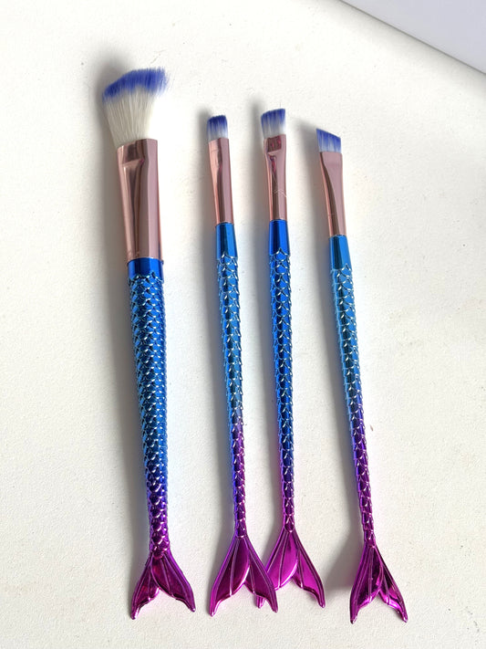4pcs Aurora Plated Mermaid Makeup Brush Set