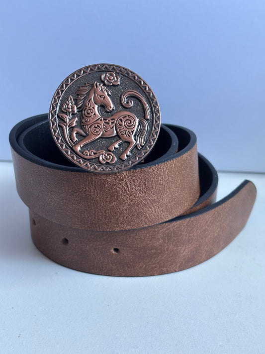 Brown Western Cowboy PU leather Belt