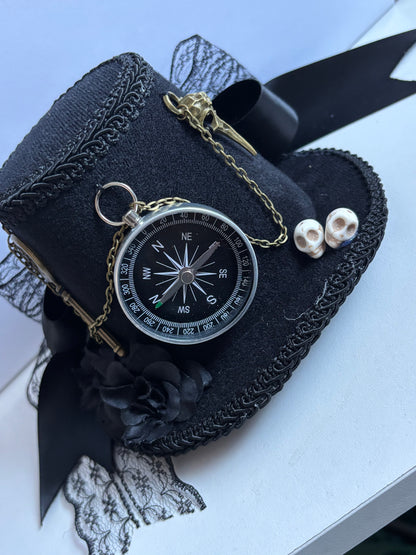Steampunk Top Hat with Mechanical Gears, Compass Decoration